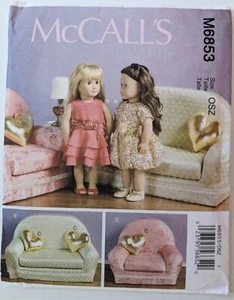 UNCUT Sewing Pattern for Furniture and Dresses for 18" Dolls, Doll Crafting - Picture 1 of 2