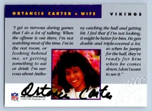 Ortancis Carter 1992 Pro Line Retratos Esposas Autógrafos Auto Minnesota Vikings - Imagen 1 de 2