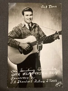 Vintage 1950s WLAR Athens TN JACK DAVIS Advertising Post Card Smiling Troubadour - Picture 1 of 2