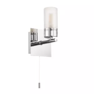 Compact Designer IP44 Rated Bathroom Wall Light Fitting with Tubular Glass Sh... - Picture 1 of 6