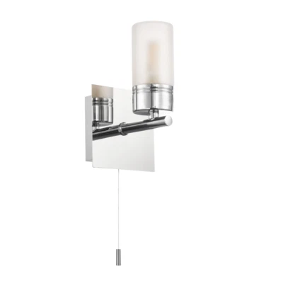 Compact Designer IP44 Rated Bathroom Wall Light Fitting with Tubular Glass Sh... - Image 1 of 4