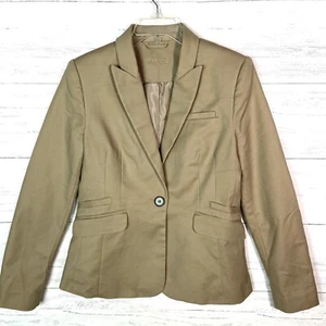 MNG Mango Stretch Cotton Blazer Women’s Size Small Khaki Beige - Picture 1 of 4