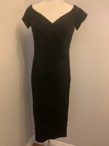 Tadashi Shoji Collections Womens Black Bodycon midi Dress Size Medium - Picture 1 of 7