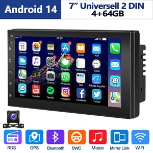 Autoradio 4+64GB Android 14 Carplay 7 Zoll 2 DIN GPS NAVI WiFi RDS Bluetooth KAM - Bild 1 von 13