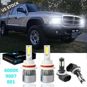 For Dodge Dakota 2001 2002 2003 2004 - 4x White LED Headlights + Fog Light Bulbs - Picture 1 of 10