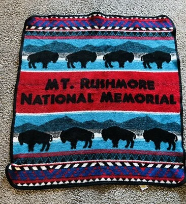 Manta Earth Ragz Mt Rushmore National Fleece Navajo Buffalo Bisonte Foto 1 de 4