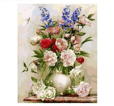 Paint By Numbers Adults kids Flowers in Vase DIY Painting Kit 40x50CM Canvas - image 1 of 4