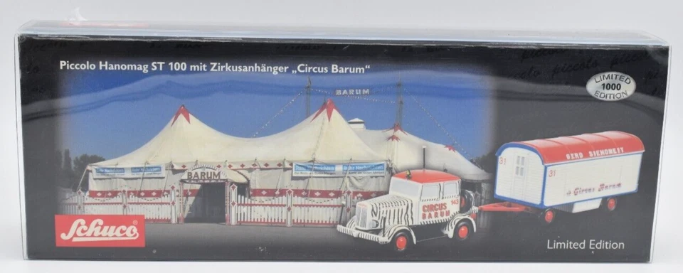 Schuco Piccolo Set Circo Barum Tractor Hanomag ST 100 + Remolque. 1/90. Limited Foto 1 de 4