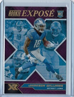 2022 Panini XR Football Jameson Williams Rookie Expose #RXP-7 RC Purple 1/25 - Image 1 of 2