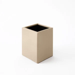 Schreibtisch Stiftehalter Leder Beige - Stifteköcher Quadratisches Design - Bild 1 von 5
