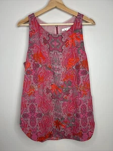 CAbi Women’s L #127 Jubilee Pink Paisley Sleeveless Blouse Zipper Lined Tank Top - Picture 1 of 12