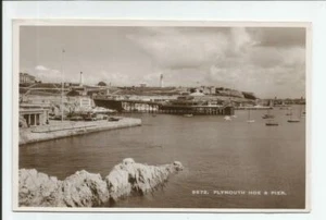Plymouth Hoe and Pier Postcard RPPC Sweetman & Son Sologlaze Real Photo England - Picture 1 of 2