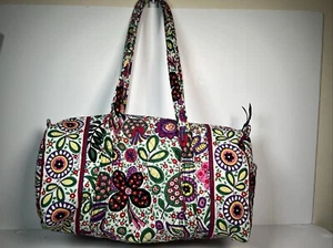 Vera Bradley Viva La Vera Duffle Bag Floral Cotton Overnight Handbag Medium - Picture 1 of 10