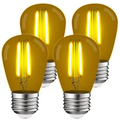 Luxrite S14 Edison LED Yellow Light Bulbs for String Lights 0.5W UL E26 4 Pack - Image 1 of 4