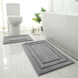 Bathroom Rugs Sets 2 Piece, Super Soft and Absorbent Non Slip Microfiber Mach... - Picture 1 of 8