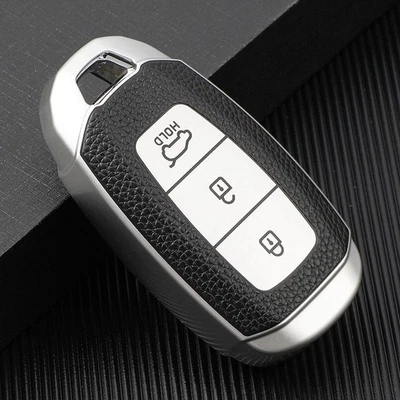 2pcs car key fob case cover for Hyundai LA FESTA ix35 ix25 Sonata Elantra silver - Image 1 of 4