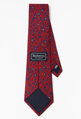 Burberrys of London Silk Tie – Red Paisley / Floral Geometric Pattern – Vintage - Image 1 of 3