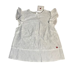 Dear Drew by Drew Barrymore Damenkleid weiß Ösen Flatterärmel $ 78 neu mit Etikett S - Bild 1 von 10