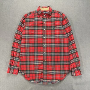 Vintage Ralph Lauren Shirt Men Medium Red Green Plaid Long Sleeve Button Down - Picture 1 of 10