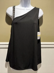 "INC INTERNATIONAL CONCEPTS" SCHWARZES ONE-SHOULDER-TOP MIT PAILLETTEN UND TRÄGERN GRÖSSE: M NEU MIT ETIKETT - Bild 1 von 8