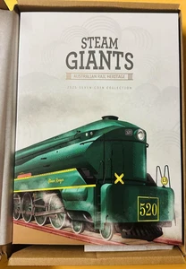 2025 Steam Giants Seven Coin Collection 50c UNC Coloured Coin Card Set In Folder - Picture 1 of 9