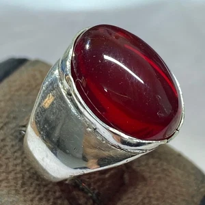 925 Sterling Silver Men's Ring Red Ruby Stone Jewelry Size Customizable - Picture 1 of 12