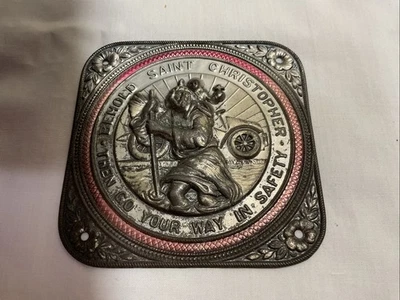 Insignia de coche vintage St. Christopher Grill He aquí y sigue tu camino con seguridad Foto 1 de 3