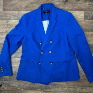 Talbots Women’s Royal Blue Blazer Jacket Lined 3 Button Career Work Size 10P - Picture 1 of 22