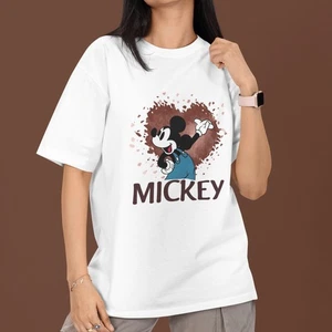 Vintage Mickey Mouse Grafik T-Shirt Herren Damen Freizeit Disney Stil Mode Top - Bild 1 von 5