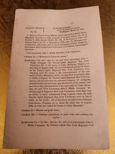 1863 Civil War General Order #68 28th NY Volunteers Misbehavior Before The Enemy - Bild 1 von 1
