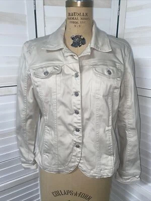 A.M.I. Women’s Light Weight Khaki Denim Jean Jacket Size Large - Image 1 of 4