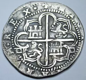 1556-98 Philip II Spanish Silver 1 Reales Genuine 1500s Colonial Pirate Cob Coin - Picture 1 of 2