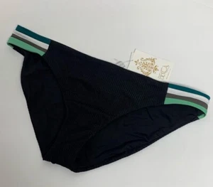 Becca by Rebecca Virtue XL gerippt schwarz Colorblock-Etikett seitlich Badehose neu mit Etikett - Bild 1 von 7