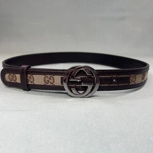 Gucci Interlocking GG Logo Supreme Canvas Belt Size 29 Brown Made in Italy - Picture 1 of 11