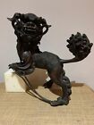 Asian Chinese Ming? Qing? Bronze Buddhist Lion Foo Dog Censor Vase 13 �As Is�