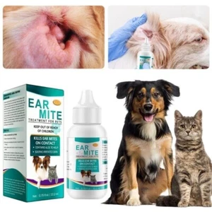 Natural Pet Ear Mite Treatment for Dogs & Cats Kill Ear Mites Infection Cleaner - Picture 1 of 11