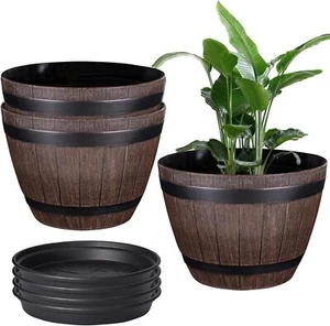 Plant Pots with Drainage Holes & Saucer, 13 Inch Flower Pots with Tray - Picture 1 of 7