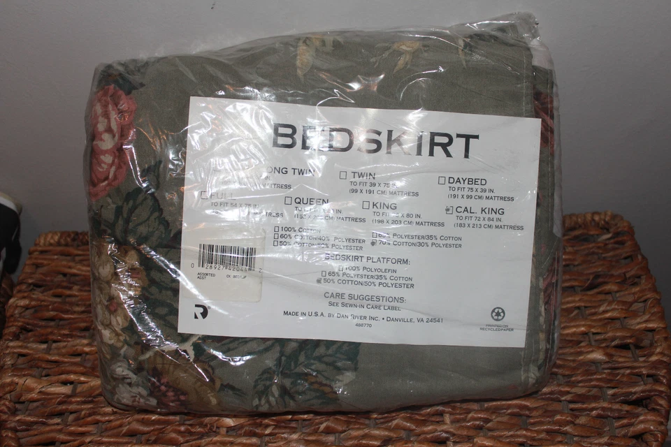 Vintage NIP Dan River Cal. King Bed Skirt - Old New Stock - Factory Sealed - Image 1 of 2