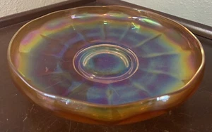 Vintage Wide Panel Marigold Imperial Carnival Glass Bowl/Dish/Plate Iridescent - Picture 1 of 9