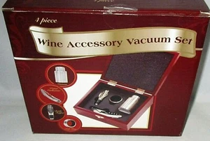 WINE ACCESSORY VACUUM SET 4 Pieces with a Hinged Case - Picture 1 of 4
