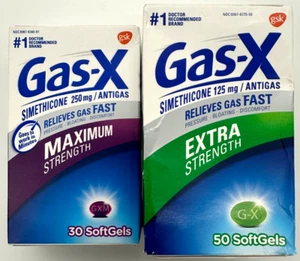 Gas-X Extra Strength 125mg 50 Softg & Maximum Strength 250mg 30 Softg Exp:2026+ - Picture 1 of 3