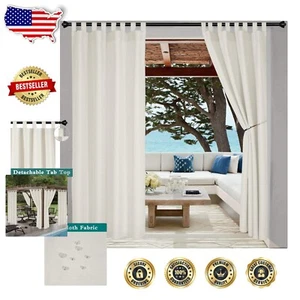 Set of 2 Waterproof Indoor/Outdoor Curtains - 52" W x 108" L - Modern Design - Picture 1 of 9