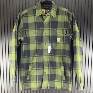 Carhartt Size Small Mens Flannel Sherpa Lined Green Black Plaid Shirt Jacket - Picture 1 of 9