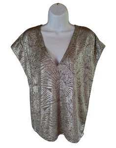 New White House Black Market Womens Power Tank Top S Fossil Silver Foil Party - Picture 1 of 9