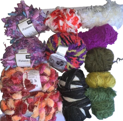 480 g Verschiedene Effektgarne z.Teil kompl.Knäuel -ONline, RICO, LANA GROSSA - Bild 1 von 4