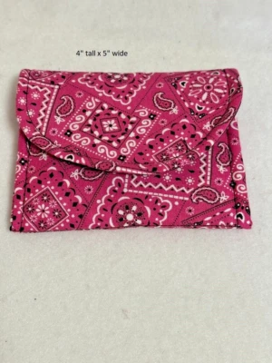 BANDANA ROSA Cartera Acolchada Hecha a Mano / Billetera Tela Algodón Foto 1 de 3