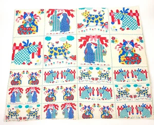Vintage Handmade Crib Blanket Cat Cow Rabbit Multicolor Cotton - Picture 1 of 11