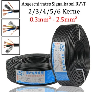 2-6 Kerne Draht PVC Isoliert Abgeschirmtes Flexibel Stromkabel 0.3-2.5mm² RVVP - Picture 1 of 10