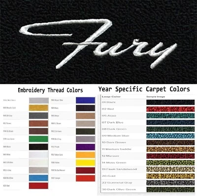 Tapetes de bucle ACC 1962-1969 Plymouth Fury personalizados con logotipo de furia de 4 piezas Foto 1 de 4