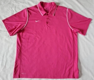 Nike Dri-Fit Men's Size XL Polo Shirt Pink Short Sleeve 100% Polyester  - Picture 1 of 7